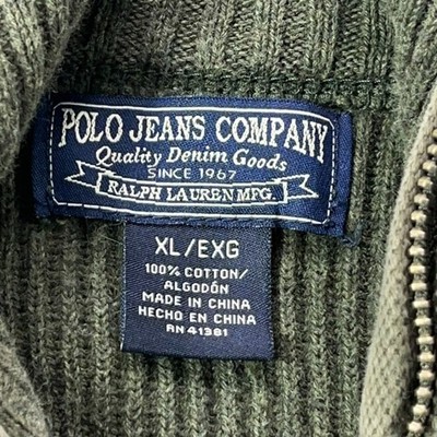 Ralph Lauren Polo Jeans Co 1/4 Zip Sweater Men XL Olive Green