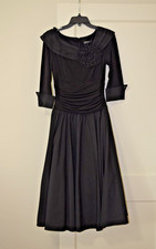 Modest Party Cocktail Jessica Howard Black Satin Evening A Line Midi dress