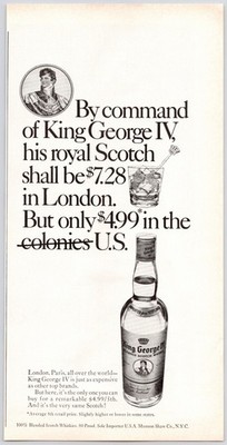 King George IV Blended Scotch Whisky Home Bar Art Vintage Print Ad 70s