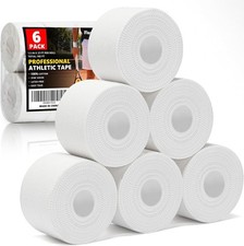 Professional 6 Pack White Athletic Sports Tape - 1.5 Inch  30 Feet per Roll..
