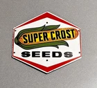 VINTAGE 12” SUPER CROST CORN SEED PORCELAIN SIGN CAR GAS TRUCK OIL MOTORCYCLE