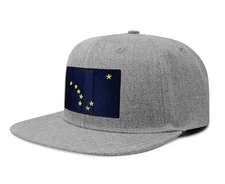 Alaska Flag Hat for Men Women - Snapback Trucker Baseball Cap (Grey Flatbill)