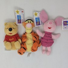Vintage 90s Winnie the Pooh Beanbag Friend Plush Piglet Tigger Pooh Lot Of 3 New