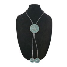 Samson Lucille Bowekaty Zuni Sterling Silver Needle Point Turquoise Bolo
