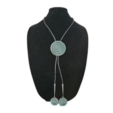 Samson Lucille Bowekaty Zuni Sterling Silver Needle Point Turquoise Bolo