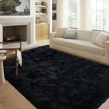 FinRe c 5x8 Feet Black Rugs for Living Room Bedroom, Fluffy Shaggy Area Rug,
