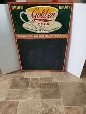 (VTG) 1950s Golden Girl Cola Coffee Cup Embossed Tin Chalkboard Sign Soda Pop