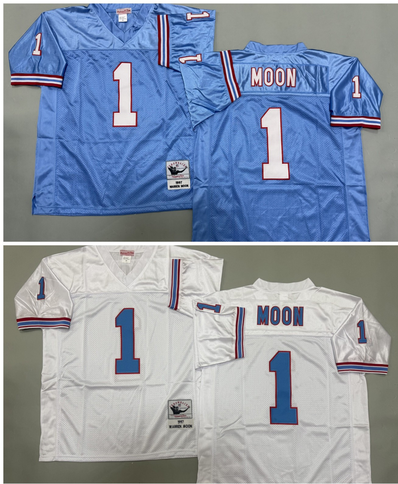 Vintage Warren Moon #1 Oilers Throwback Stitched Jersey