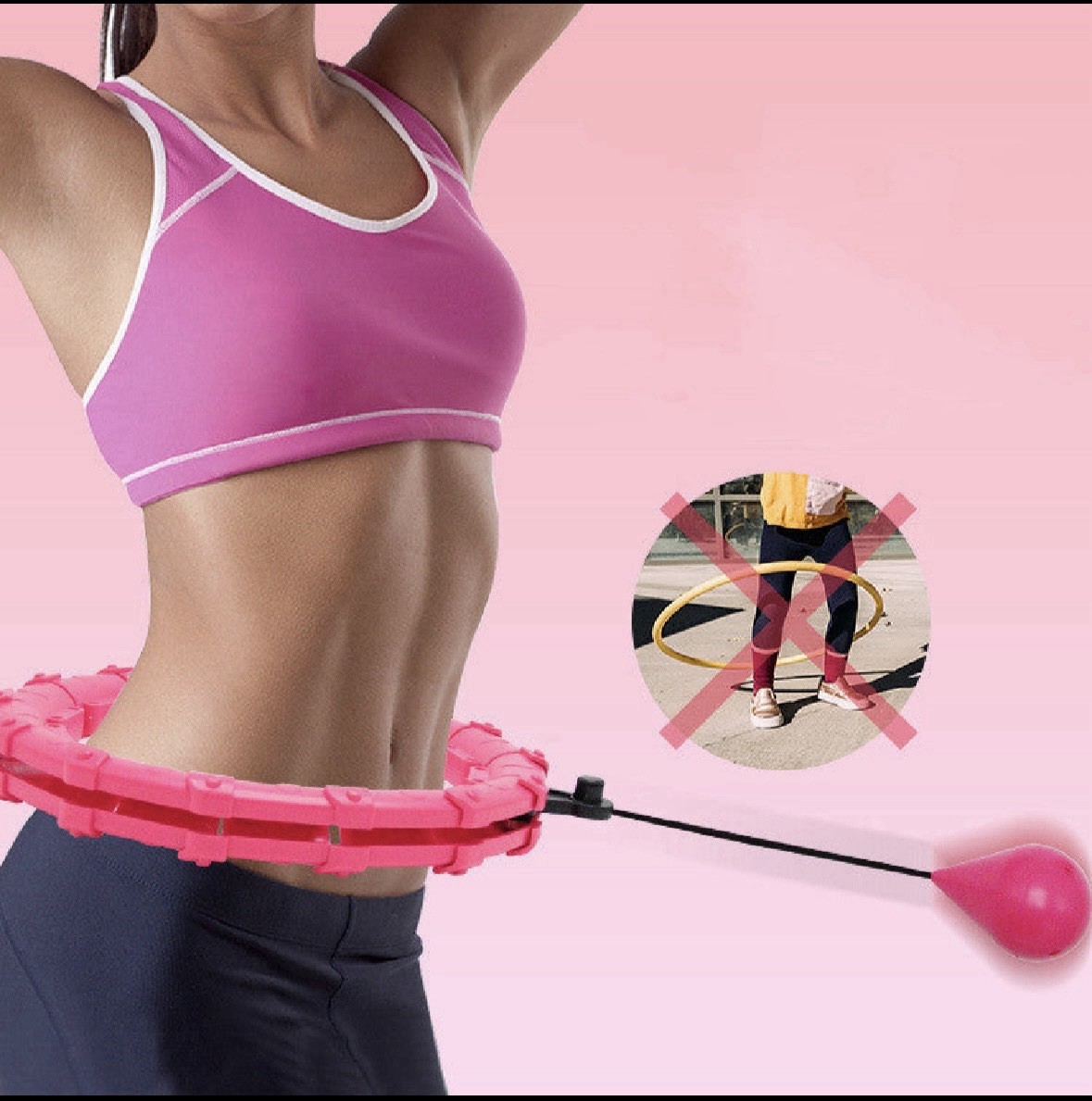 Hula hoop intelligent rose avec compteur de tours automatique et nœuds massants
