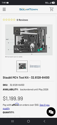 Staubli MC4 Tool Kit with Black Sheath, MPN 32.6128-64100