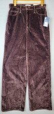 Womens Brown Corduroy Pants 6 High-Rise Wide Leg Super Stretch Universal Thread