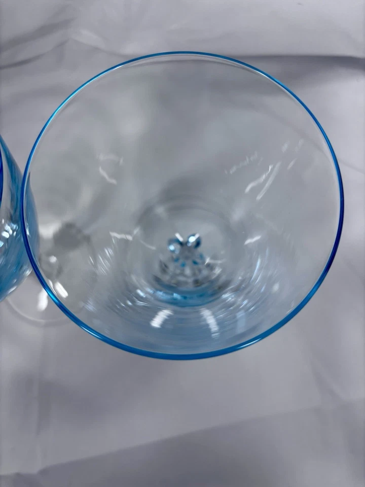Juego de 2 copas de agua azul turquesa Fostoria Rhapsody vintage de vidrio de 6" Foto 2 de 4