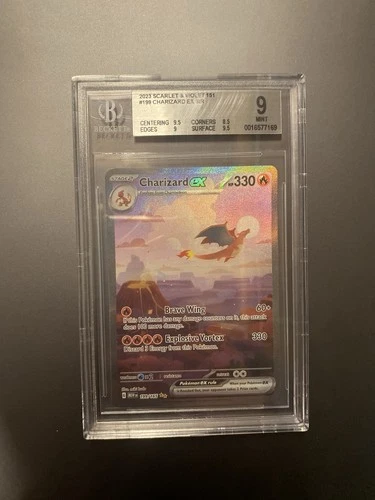 Pokémon Charizard ex SR Holo 199/165 Scarlet & Violet 151 Beckett 9 REGRADE ?!?!