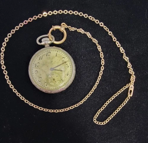 Antique Elgin Pocket Watch 1920's 17 Jewel, Runs, With 1/20 12K Gold Chain.