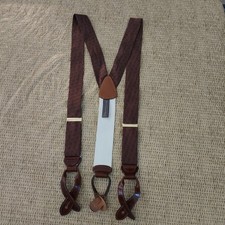 Trafalgar Silk Suspenders Diamond Herringbone Pattern Copper Violet Leather UK