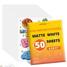 Sublimation Sticker - 50 Pcs Matte Waterproof Sublimation Stickers 8.5 * 11in...