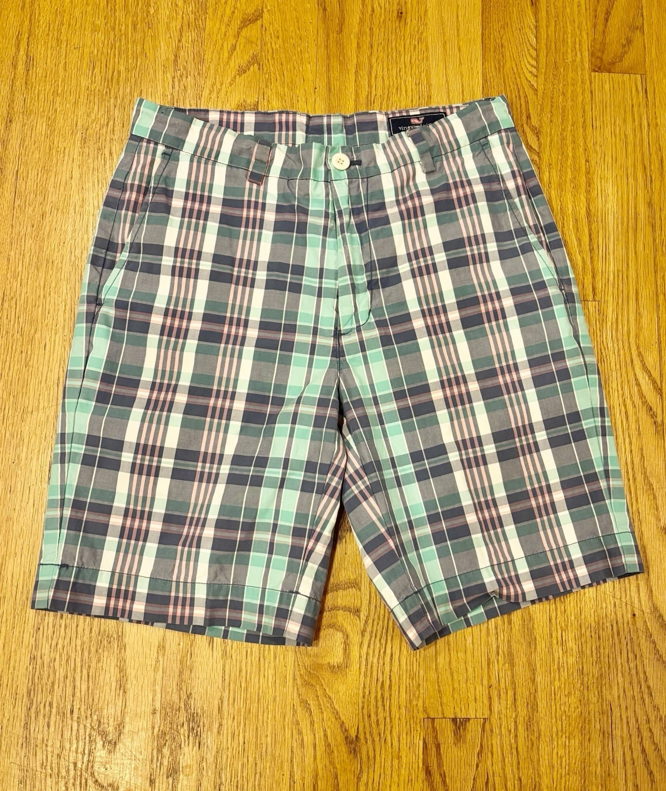 Vineyard Vines Plaid Breaker flat front preppy golf cotton shorts size 30
