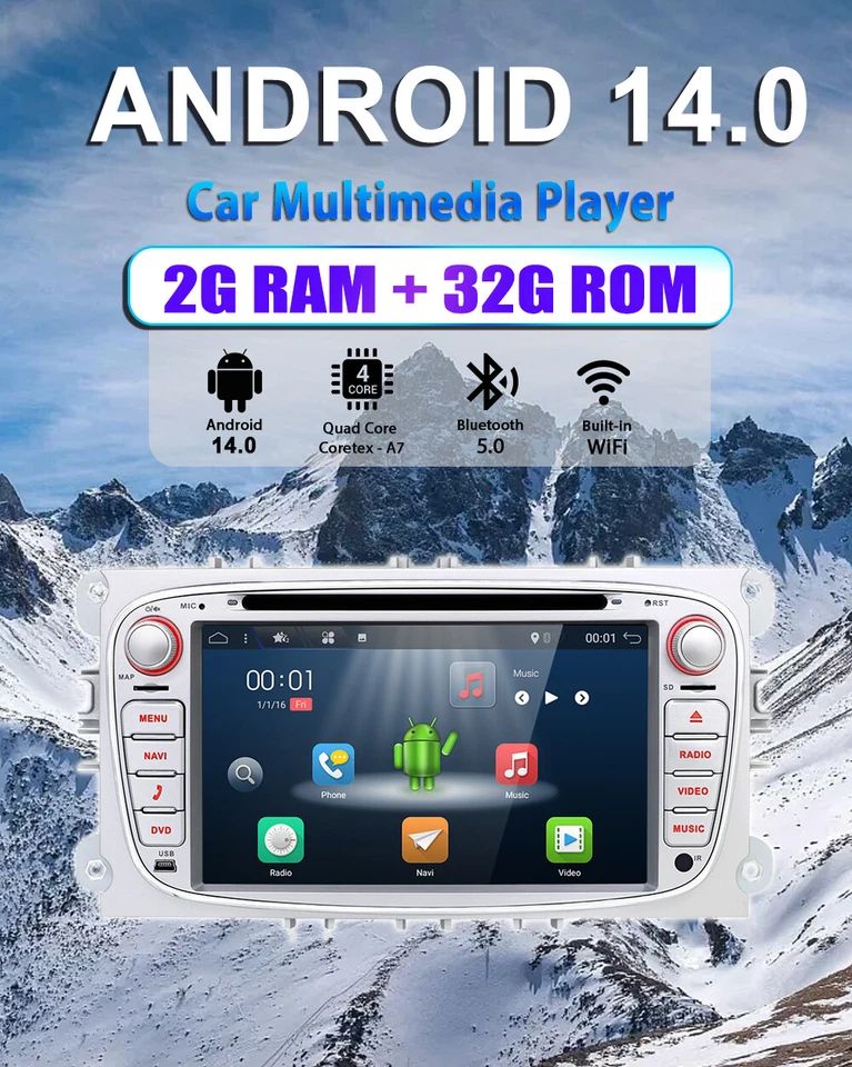 Android 14.0 Autoradio Für Ford Focus Mondeo C-MAX S-MAX Galaxy Navi DVD DAB GPS - Bild 2 von 4