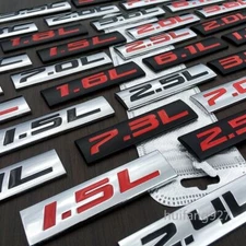 Metal 3D Car Rear Trunk Badge Displacement Emblem Decal 1.8L 2.0L 2.4L 3.6L 5.7L