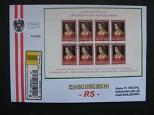 AUSTRIA, R-cover FDC 2007, mini sheet painting Liechtenstein Museum, dame art