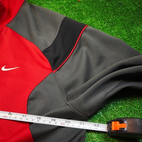 Suéter Nike vintage para hombre cremallera grande rojo gris bloque de color p... - Imagen 8 de 13