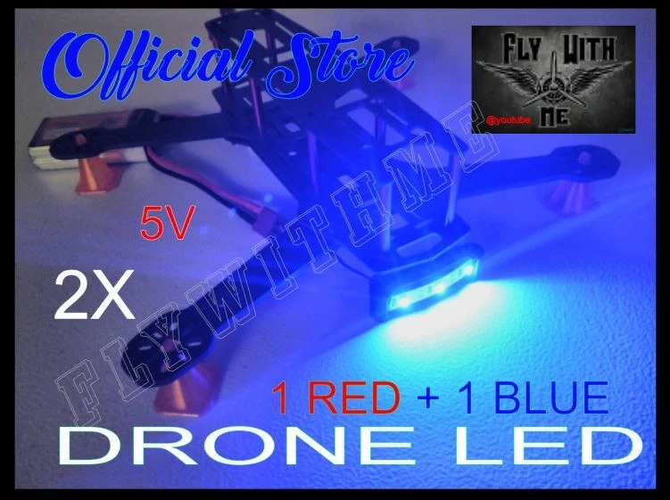 LED BAR DRONE BLUE & RED SET FRONT/BACK DIY 5V 3528 BRIGHT 3 LED 3D PRINTED *BK* - Image 4 of 4