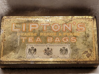 Lipton's Orange Pekoe Tea Bags Metal Tin Box