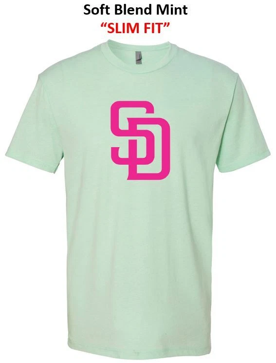 Padres City Connect Mint & Pink Logo SlimFit Soft T-Shirt Men's & Ladies  sizes