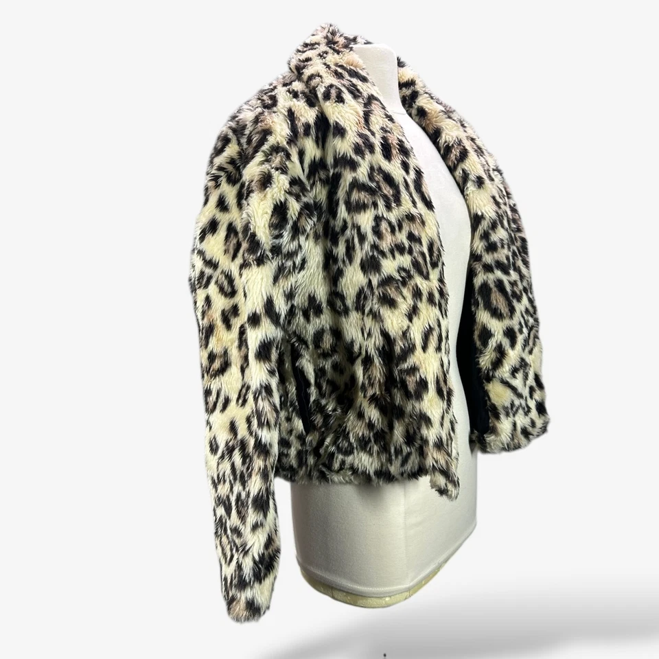 Abrigo Chaqueta Vintage Y2K Paris Azul Leopardo Imitación Piel Estampado Animal Guepardo Pequeño Foto 2 de 4