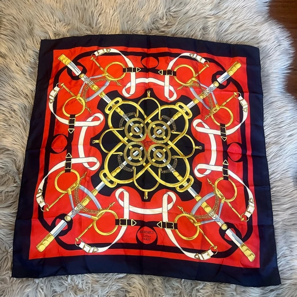 Hermes Paris Eperon D'or by Henri d' Origny Silk Scarf 35X35 - Image 4 of 4