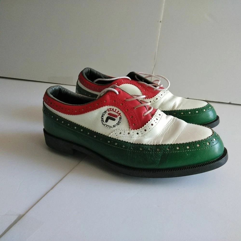 Vtg Fila Classic Italia Golf Shoes Metal Spikes Green Red | eBay