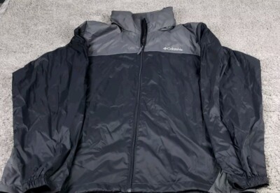 Columbia Men s Windbreaker Jacket Zipper Front Black / Gray Sign Front Size XL
