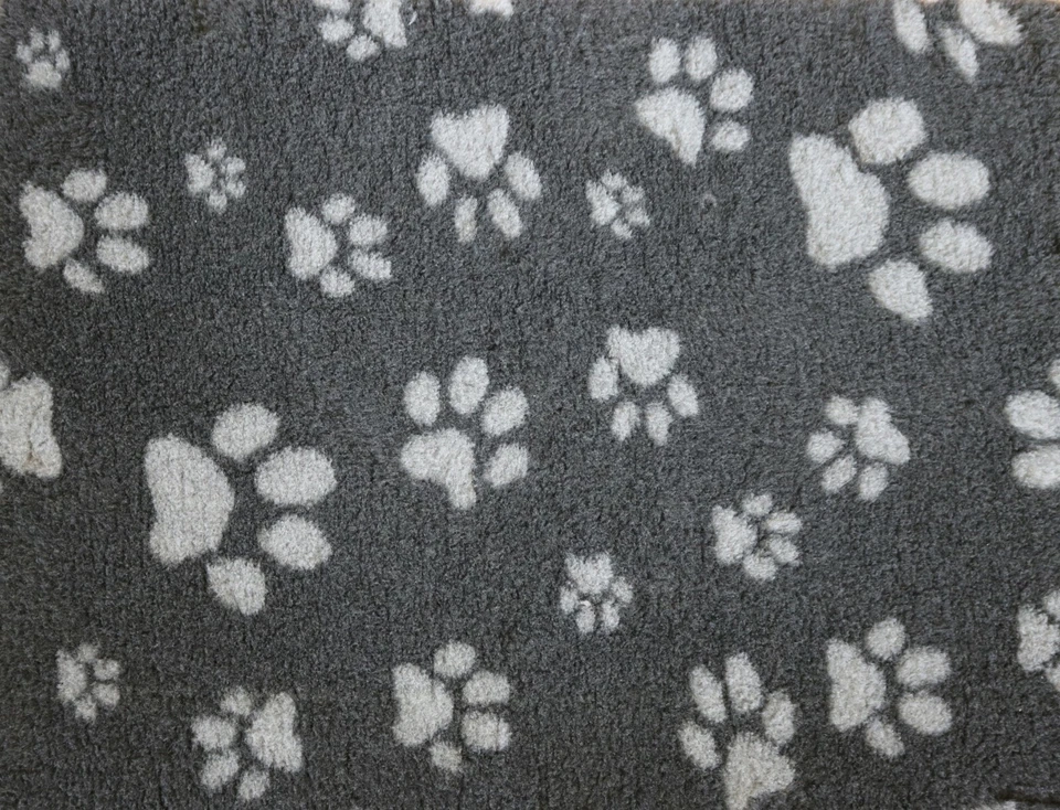 VETFLEECE Non Slip Deep Pile Fleece Vet Bed Roll Dog Cat Cage Charcoal Grey Paws - Image 2 of 3