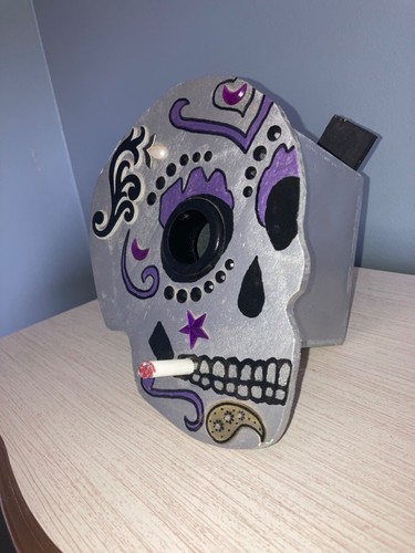 Sugar Skull Vogelfutterhaus Silber & Multicolor Schmuck glänzend Handarbeit UNIKAT - Bild 2 von 7