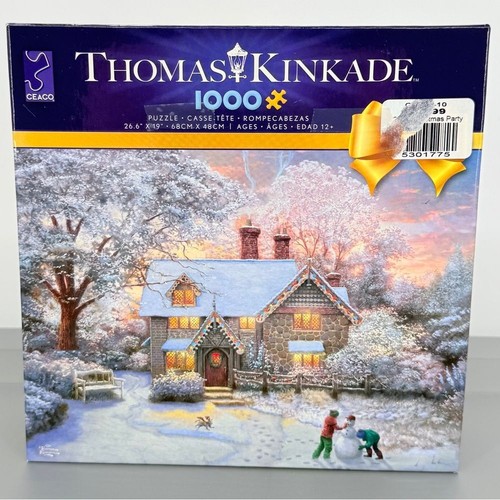 Thomas Kinkade Skater's Pond 1000 Piece Jigsaw Puzzle - Cozy Winter Scene Puzzle For Adults