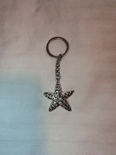 Silver Starfish Charm Keychain Beach Seastar Nautical Ocean Mermaid Beach House