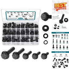 Comprehensive 272-Pc Black Zinc Plated Flange Bolt Set with Nuts & Washers