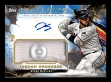 JORDAN GROSHANS 2023 TOPPS INCEPTIONS BLUE ROOKIE BUTTON RELIC AUTO #3/6 BF6929