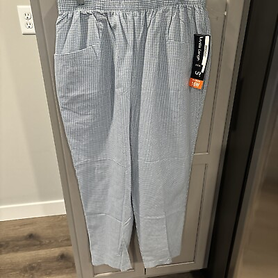 #ad #ad Briggs Pull On Pants Women’s Size 16W Ankle Length Blue White Check $16.80
