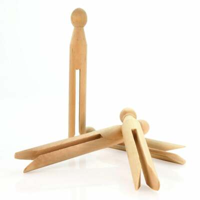 24 Traditional Natural Wooden Washing Line Clothes Laundry Dolly Pegs ...