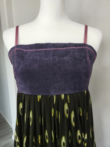 Boho Anthropologie Hazel Purple Velvet Fairycore Flowy Bubble Hem Dress Sz M - Picture 6 of 11