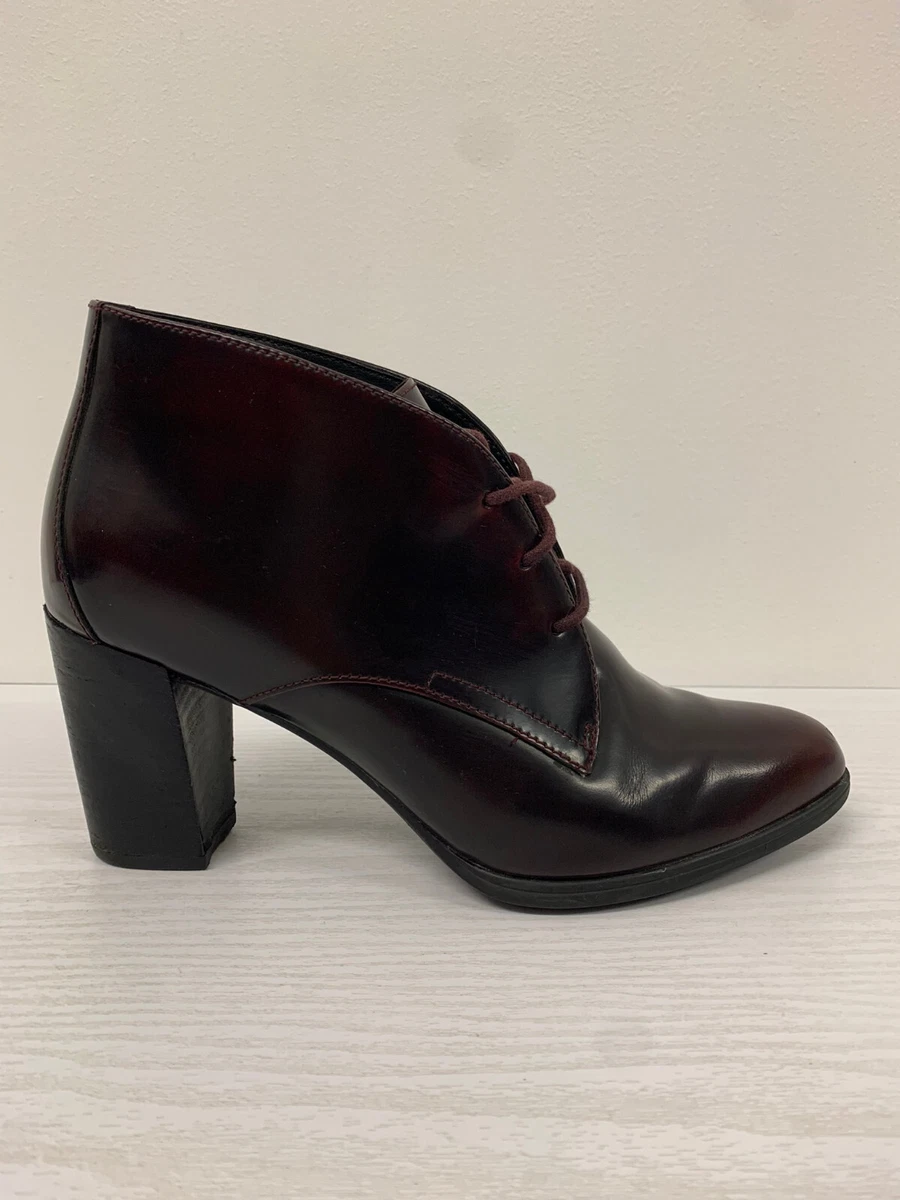 Clarks Brogues Size 6 D Burgundy Leather Lace Up Heeled Shoes EU 39