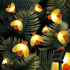 30 LED Solar Powered Bee String Lights Outdoo...