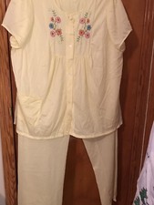 Vintage Woman s Katz Pajamas Lemon Yellow 2 Pc Pajamas by Katz Sz 32L USA Made