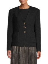 St. John Modern Slub-knit Collarless Jacket Size 8 $1995