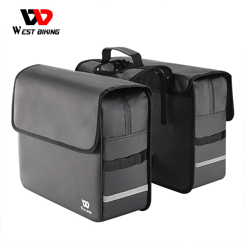 WEST BIKING Waterproof MTB Bike Double Pannier Bag Bicycle Rear Rack Pack Bag - Image 4 of 4