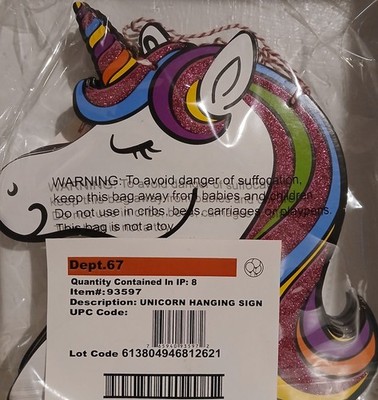 Unicorn Hanging Signs with Glitter Lot 8