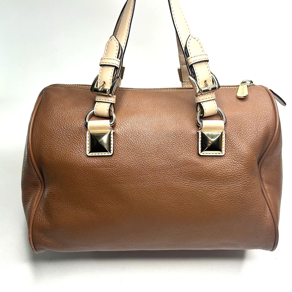 Bolso Cartera MICHAEL KORS Grayson Med Lujo Diseñador Marrón Cuero Guijarro Suave Foto 2 de 4