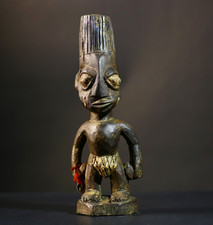 African Yoruba Male Figure Nigeria Dark Wood Tribal Art Decor-G4731