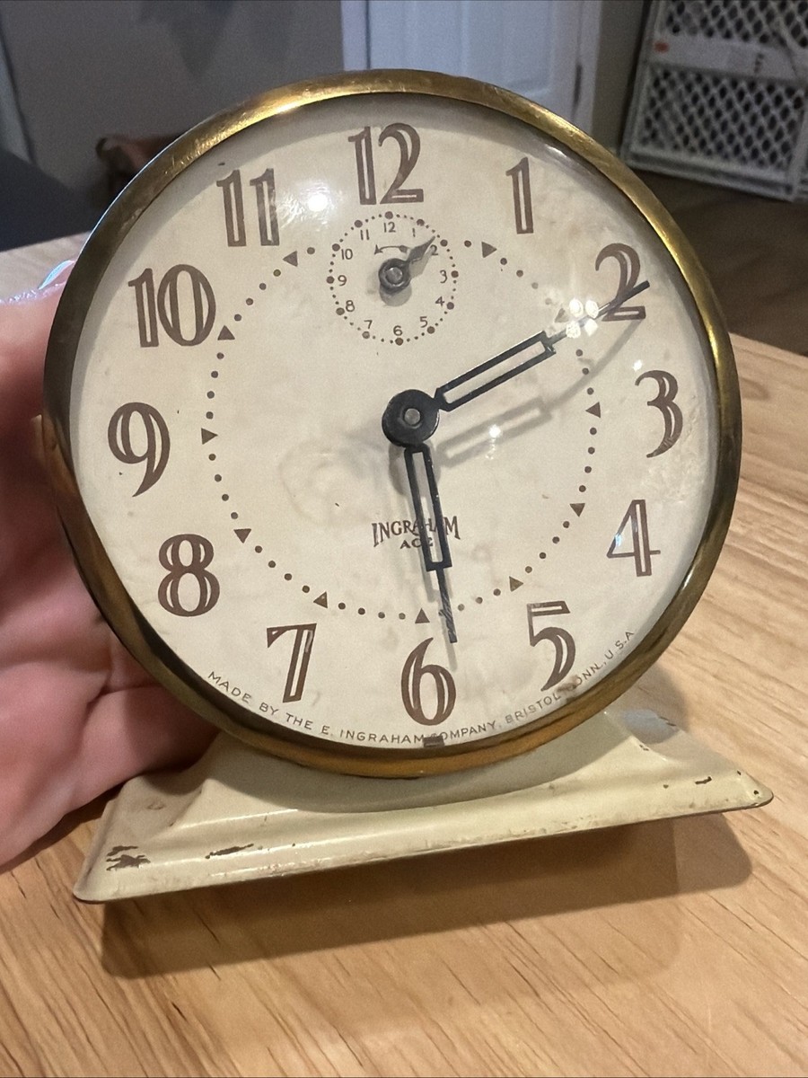Vintage 1950's alarm clock, Ingraham Ace. made in USA decor only